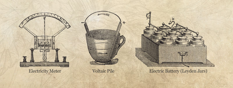 Electricity Meter, Voltaic Pile, Electric Battery (Leyden Jars)